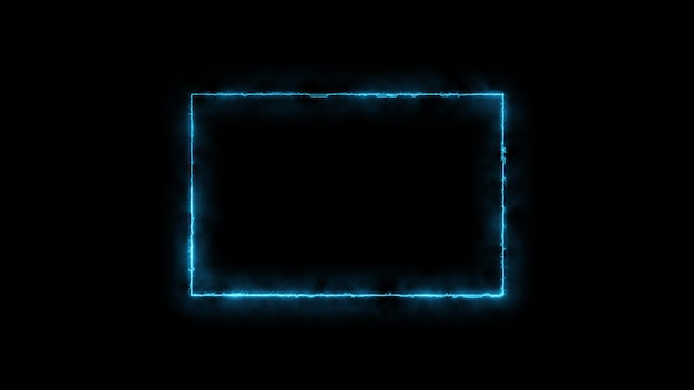 Leuchtendes Neon-Quadratlicht auf einem dunklen Hintergrund erzeugt einen elektrischen Effekt Neon-Lichtquadrat in lebhaften Farben, das jeder Szene einen futuristischen Touch verleiht