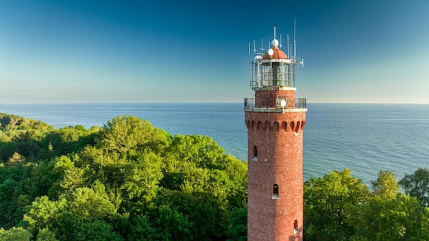 Leuchtturm an der Ostsee im Sommer Luftbild von Polen