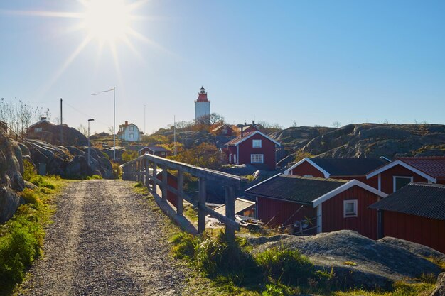 Leuchtturm im schwedischen Dorf Landsort auf der Insel Oja