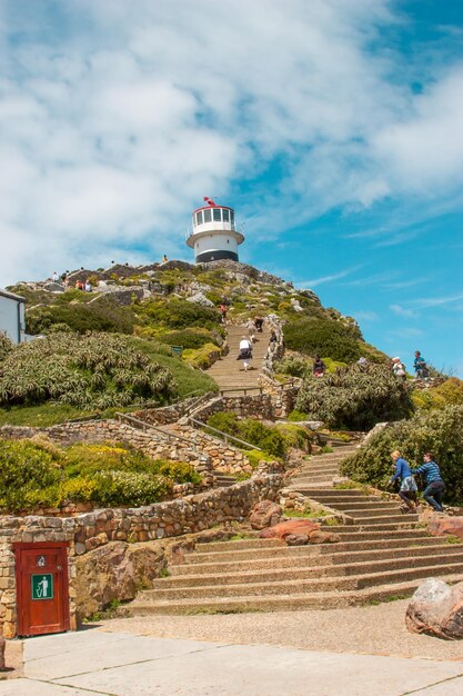 Foto leuchtturm von kap der guten hoffnung kap-halbinsel atlantik kapstadt südafrika sicht von cape point