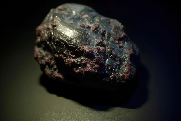 Leucophoenicite é uma pedra natural preciosa rara em um fundo preto gerado por IA.