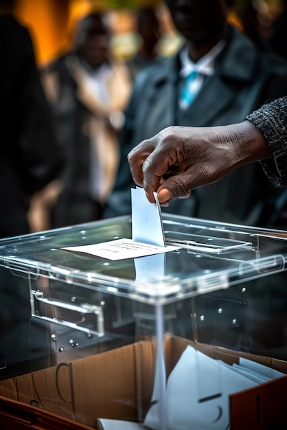 Foto levantamento de mão para dentro da urna de votação