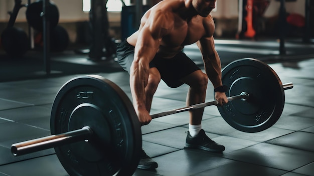 El levantamiento de barras en el gimnasio intensivo