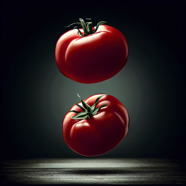 Levitación de los tomates rojos