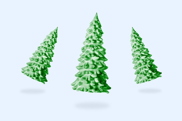 Levitando árvores de Natal verdes