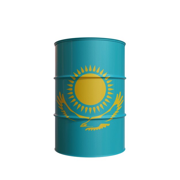 Ölfass mit der Flagge Kasachstans