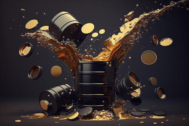 Ölförderung Gewinnung von Geld Barrel Öl neftechka Produktion Verkauf von Erdölprodukten Konzept der Goldölbohrpumpe Erdölgas Länder Rohölversorgung