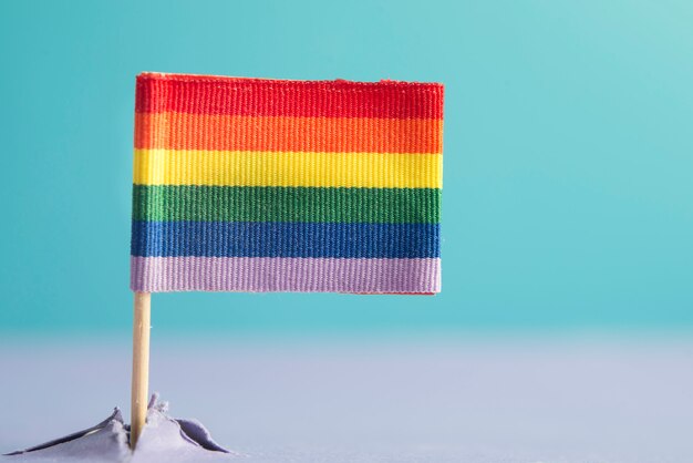 LGBT-Flagge kommt aus einem Berg (Konzept)