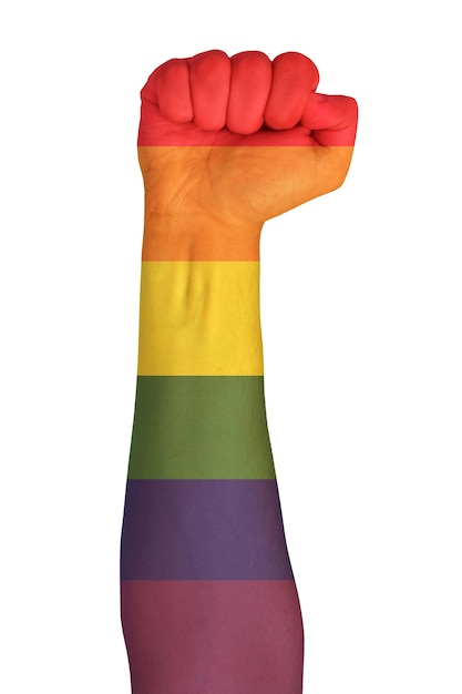 Lgbt-Stolz-Konzept, Hand mit lgbtq-Farbflagge, lgbt-Einheit