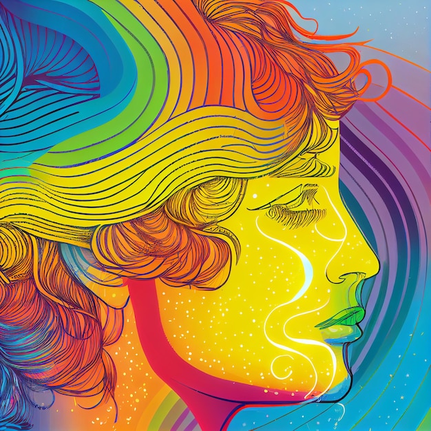 LGBTQ abstrato colorido de ilustração de retrato de mulheres