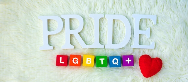 LGBTQ Rainbow block sobre fondo blanco Apoyar a la comunidad lesbiana gay bisexual transgénero y queer y el concepto del mes del orgullo
