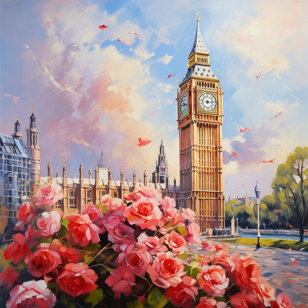 Ölgemälde auf Leinwand Blume Kunstwerk Big Ben