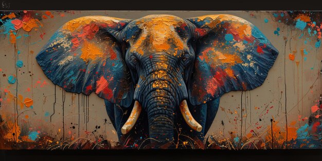 Ölgemälde eines Elefantenkünstlers Sammlung von Tiergemälden für Dekoration und Innenraum