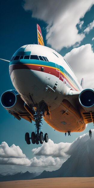 Ölgemälde künstlerisches Bild eines Flugzeugs, das auf dem Strand landet