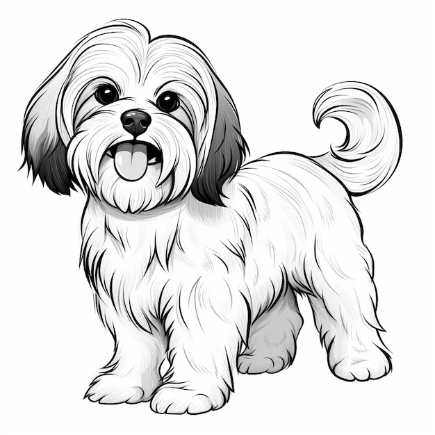 Foto lhasa apso kinderaktivitäten charme flaches malbuch kawaii linienkunst