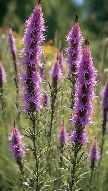 Foto liatris spicata aposkoboldapos uma estrela flamejante compacta com espinhos de flores roxas pastel