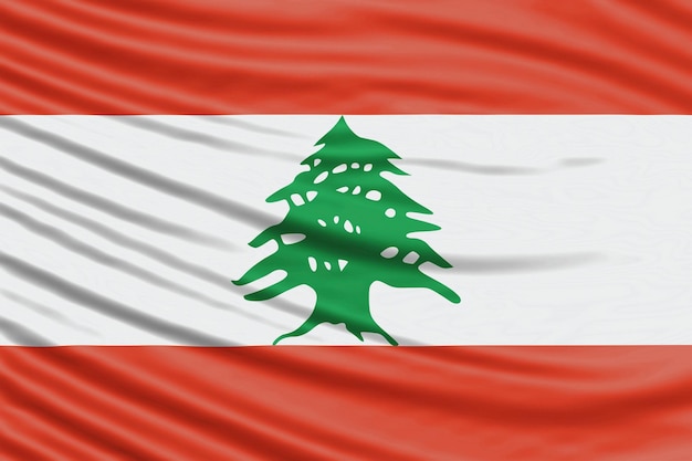 Libanon Flag Wave Close Up, Hintergrund der Nationalflagge