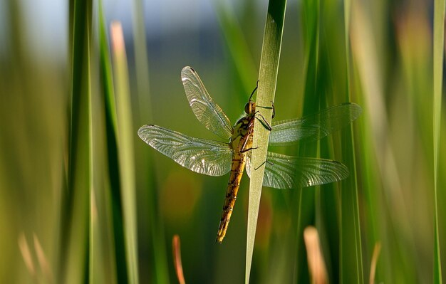 Libelle auf einem grünen Blatt