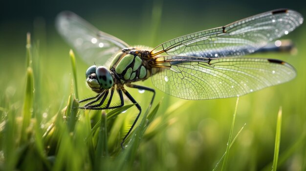 libélula em um campo de grama