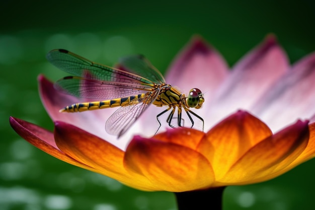 Libélula en una flor de loto fondo de pantalla