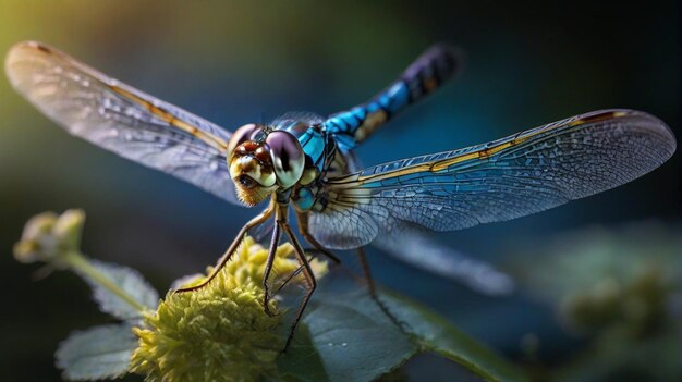 Libélula realista na natureza