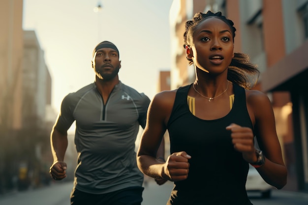 Foto liberando el poder de la aptitud y el cuidado personal una pareja negra viaja a la resistencia cardio y nosotros