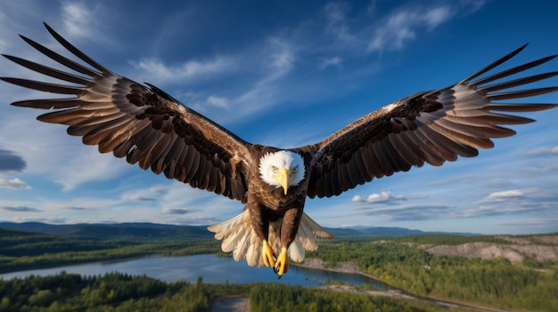 liberdade águia americana voando no céu ave de rapina vida selvagem