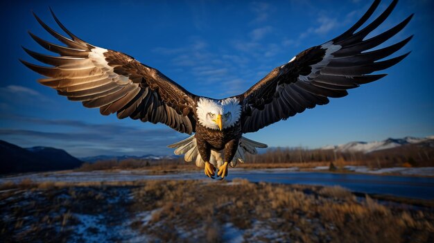 libertad águila americana volando en el cielo ave de rapiña vida silvestre