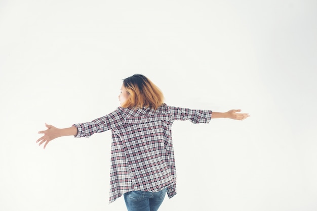 Foto la libertad excitado alegre joven alegre