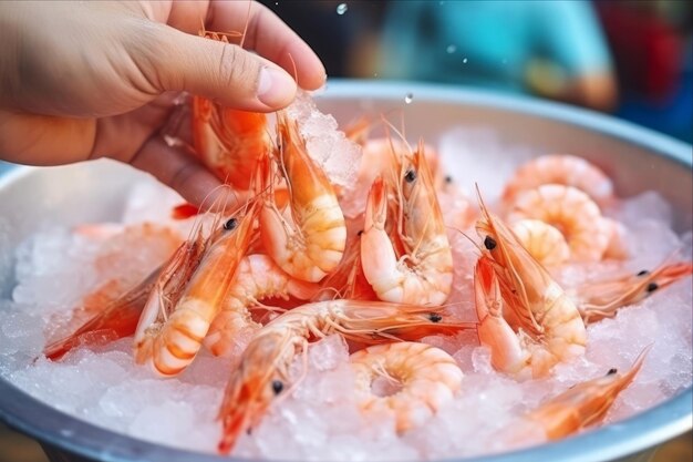 Liberte os sabores dos camarões frescos do mar para deliciosas criações de cozinha