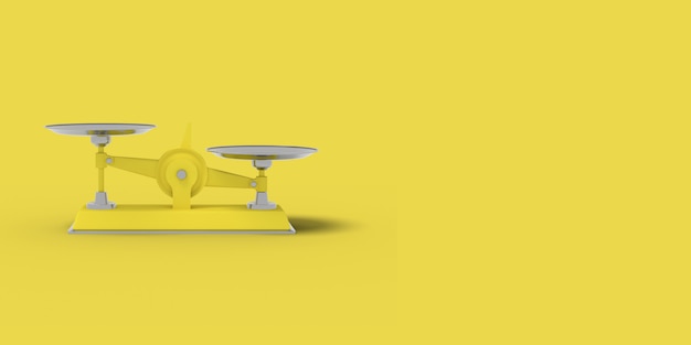 Libra amarilla sobre un fondo amarillo. Imagen abstracta Concepto mínimo de negocios. Render 3D