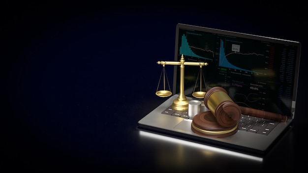 La libra en el cuaderno para el concepto de ley renderización 3D