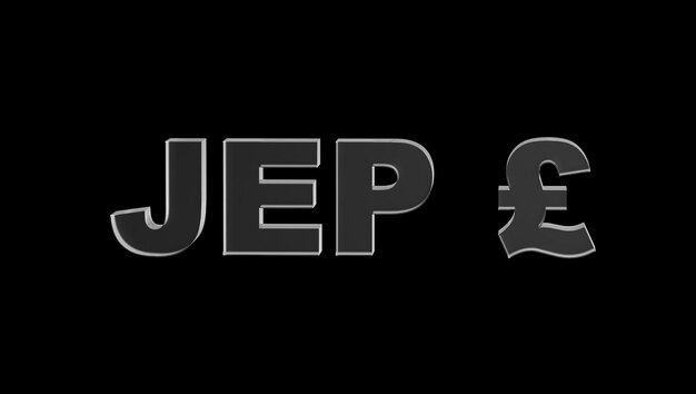 libra de jersey ou símbolo de moeda JEP de Jersey feito com vidro ilustração 3d renderização em 3d