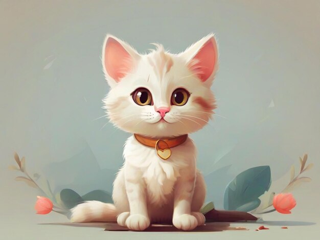 Libre vector pequeño personaje de dibujos animados gato lindo