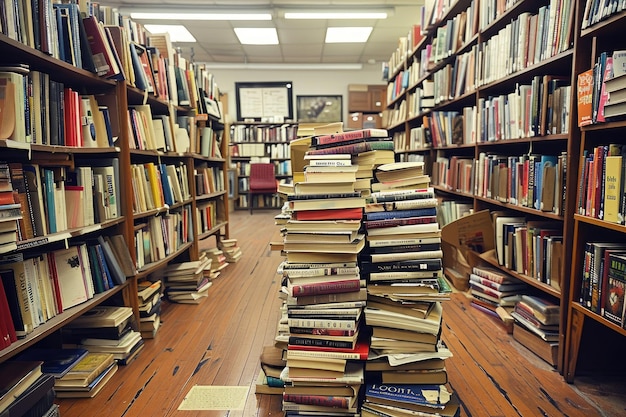 La librería con estantería llena de libros. Fotografía profesional.