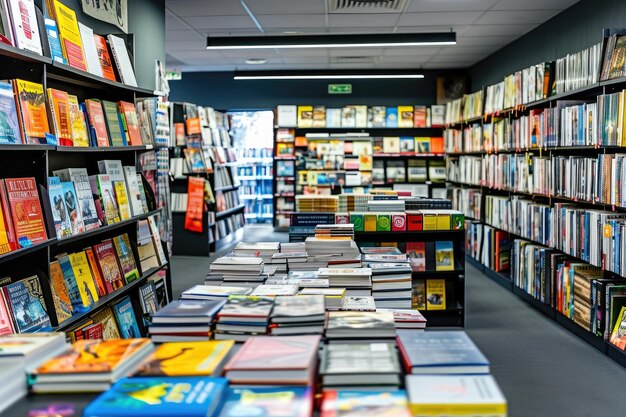 La librería con estantería llena de libros. Fotografía profesional.