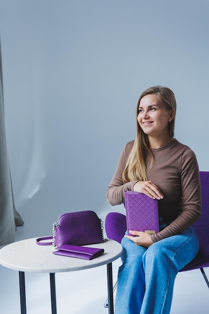 Libreta para notas de negocios de color morado Libreta estuche mujer