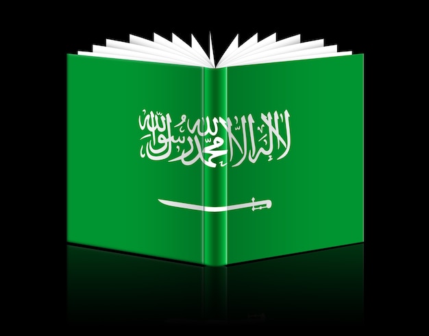 Libro abierto aislado que representa la bandera de Arabia Saudita