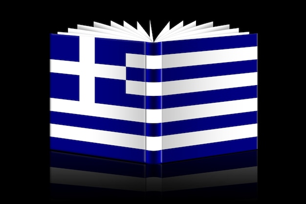 Libro abierto aislado que representa la bandera de Grecia