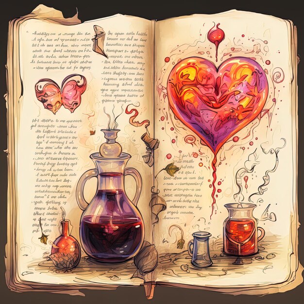 Foto un libro está abierto a un corazón con un corazón en él
