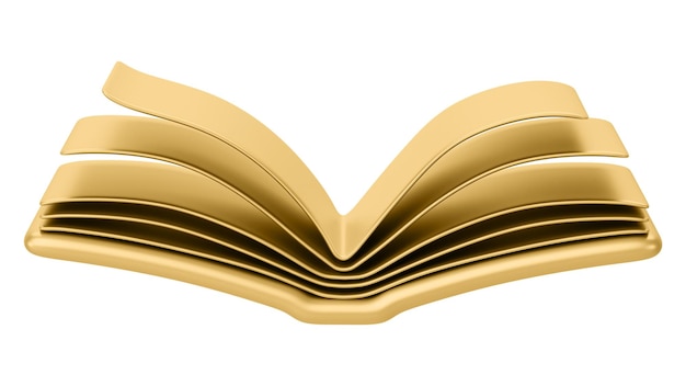 Libro abierto dorado png elemento educativo 3D fondo transparente