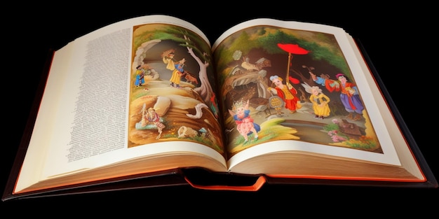 Un libro abierto en una página que dice 'la magia del bosque'