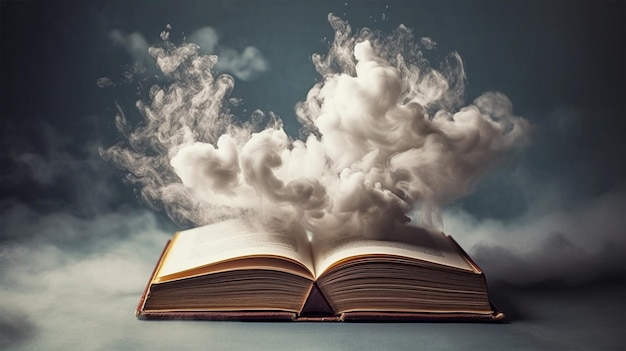 Un libro abierto que emite humo espeso desde el interior de Generative Ai