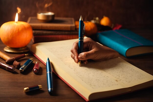 Foto un libro abierto sobre un fondo oscuro