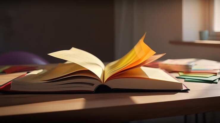 Libro abierto sobre la mesa Ai generativo