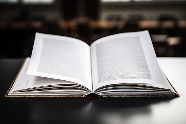 Foto libro abierto sobre una mesa en un cuarto oscuro