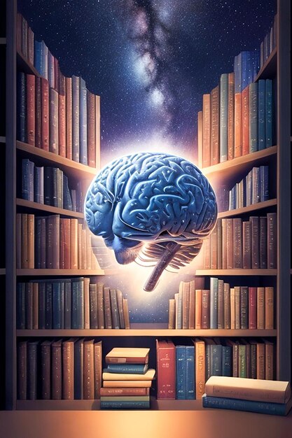 Foto un libro con un árbol con un cerebro en él generado por ia