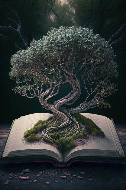 un libro con un árbol en las páginas que dice árbol