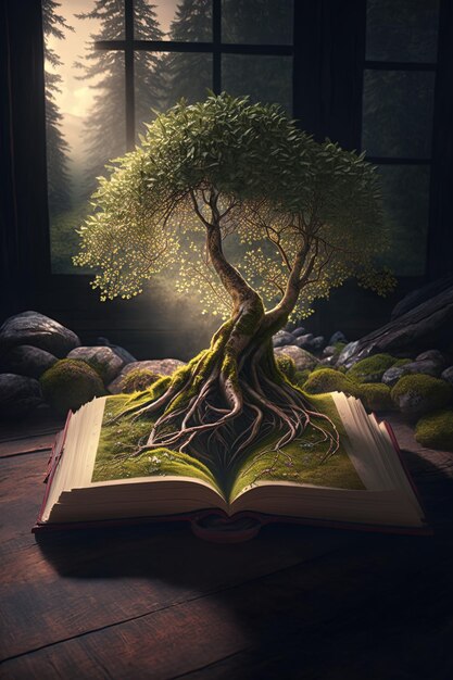 un libro con un árbol en la portada