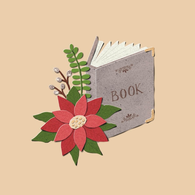 Foto libro con un arte de papel de flores